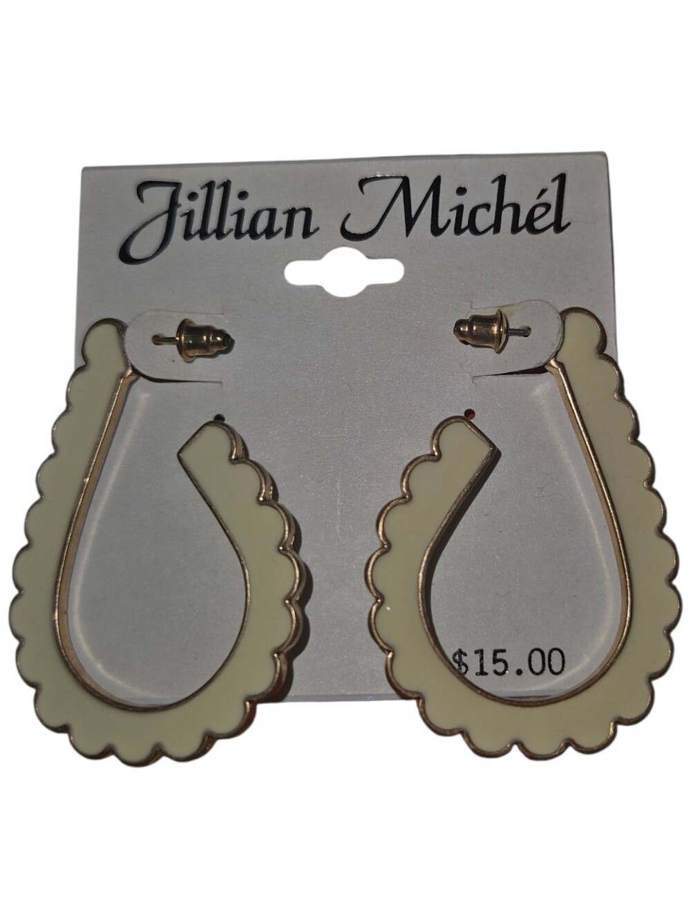 NWT BUNDLE OF 2 Jillian Michél Enamel Scalloped Hoop Gold Earrings